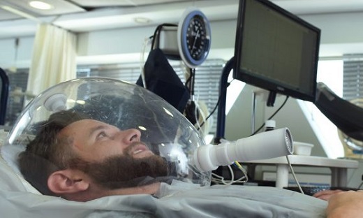 Performing tests for a man lying in a bed